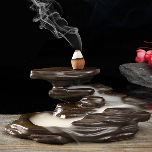 Classical Ceramic Incense Burner Censer Holder + 5 Backflow Tower Incense Cones