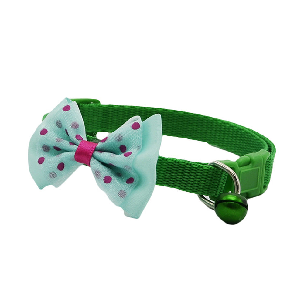 Cute Pet Cat Dog Puppy Adjustable Bowknot Bell Collar Party Necklace Neck Strap