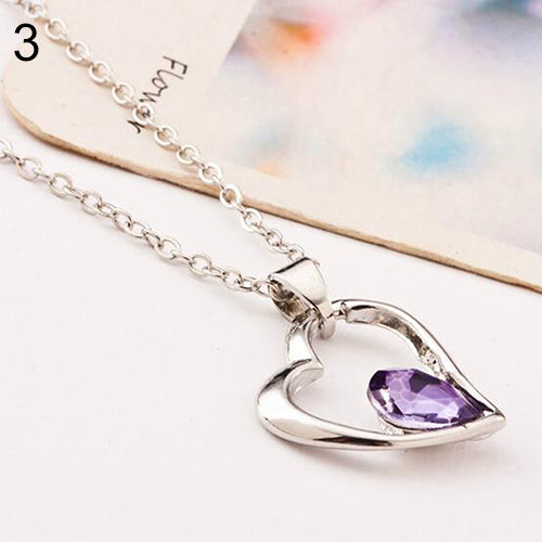 Women's Love Heart Crystal Pendant Chain Collar Bib Choker Party Gift Necklace