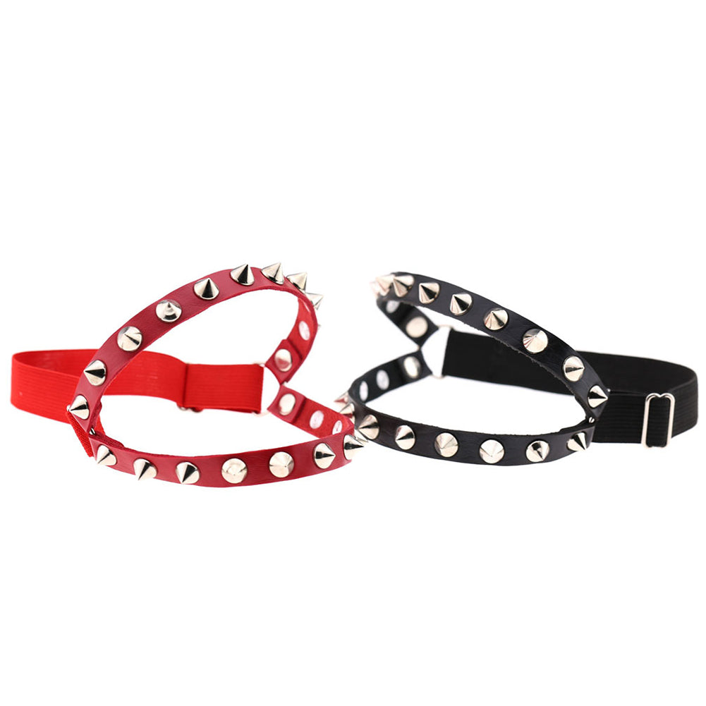 Fashion Punk Women Faux Leather Rivet Spike Sexy Leg Ring Stocking Body Jewelry