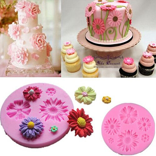 3D Flower Fondant Cake DIY Mold Silicone Mould Sugarcraft Baking Decorating Kit