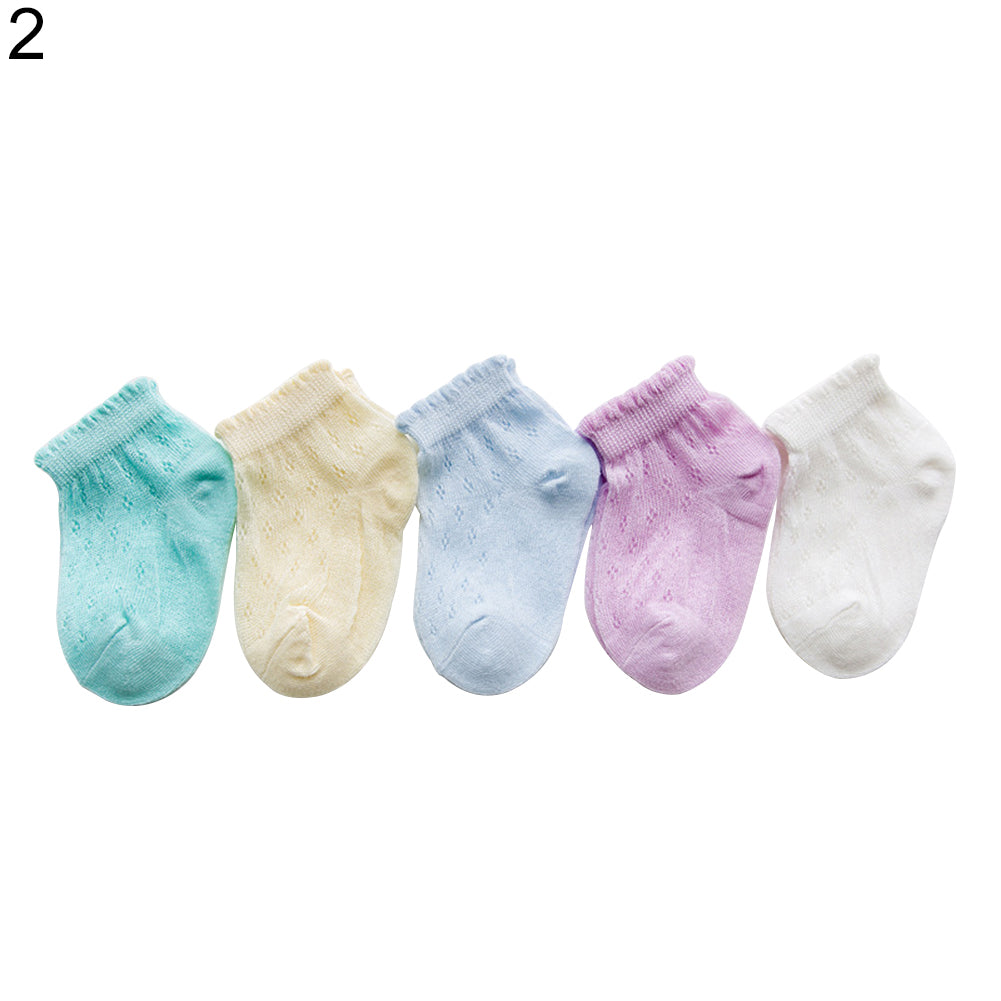 5 Pairs Baby Infants Summer Cotton Mesh Breathable Soft Ultrathin Short Socks
