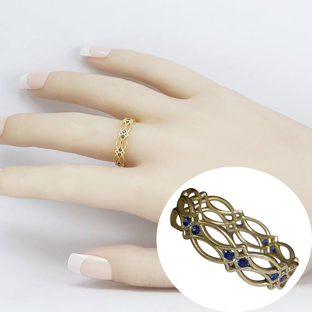 Fashion Hollow Inlaid Rhinestone Wavy Finger Ring Party Club Women Jewelry Gift
