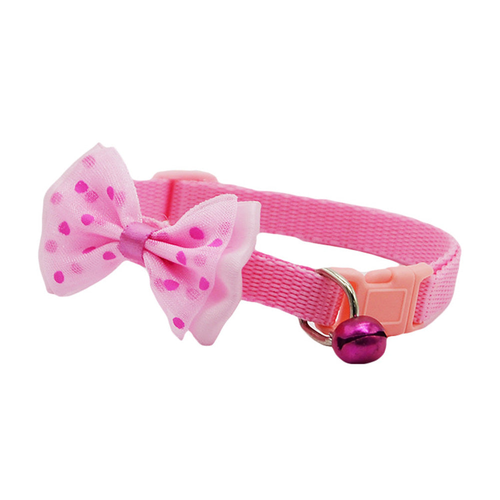 Cute Pet Cat Dog Puppy Adjustable Bowknot Bell Collar Party Necklace Neck Strap