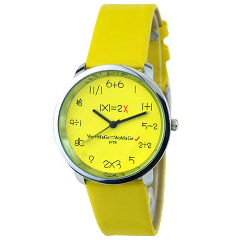 Ladies Chic Creative Mathematics Arithmetic Dial Quartz Candy Color Wrist Watch