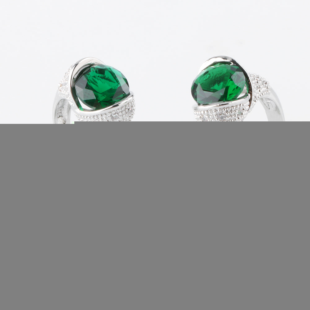 Fashion Women Shiny Green CZ Cubic Zirconia Stone Finger Ring Wedding Jewelry