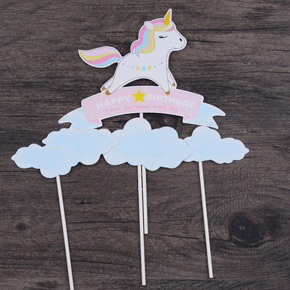 Happy Birthday Unicorn Cake Topper Decoration for Birthday Party Anniversary