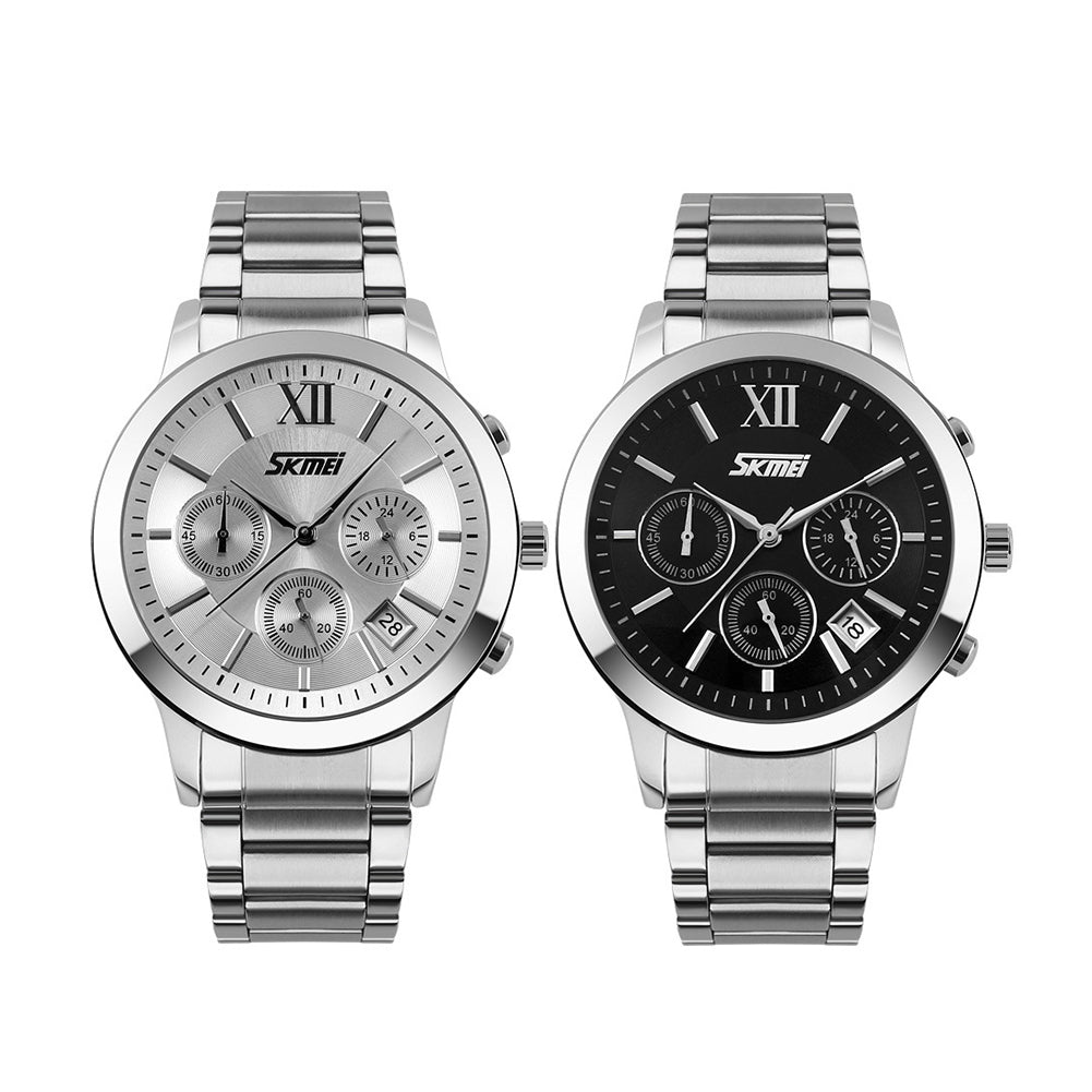 Fashion Men Alloy Band Roma Style Sub-Dial Analog Quartz Wrist Watch Gift