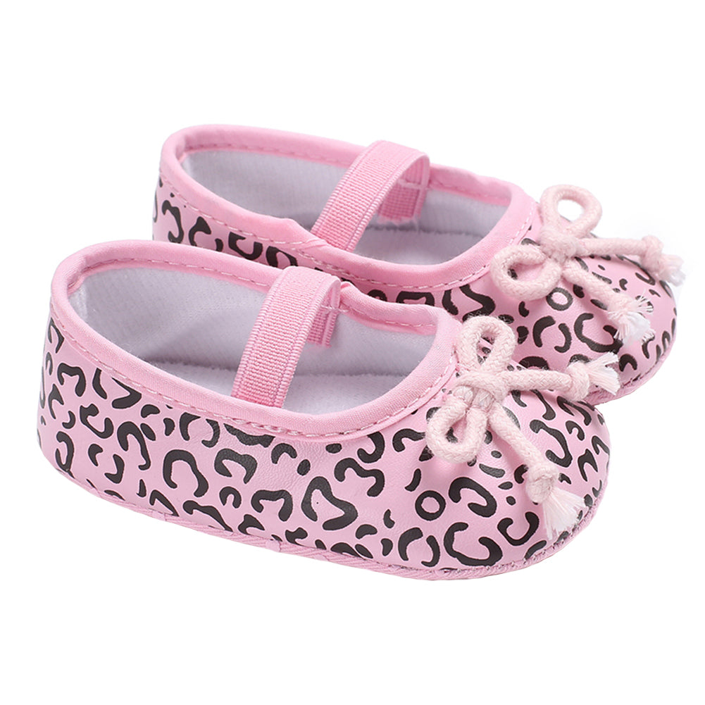 Bowknot Baby Girls Infant Leopard Print Princess Anti-Slip Prewalker Crib Shoes
