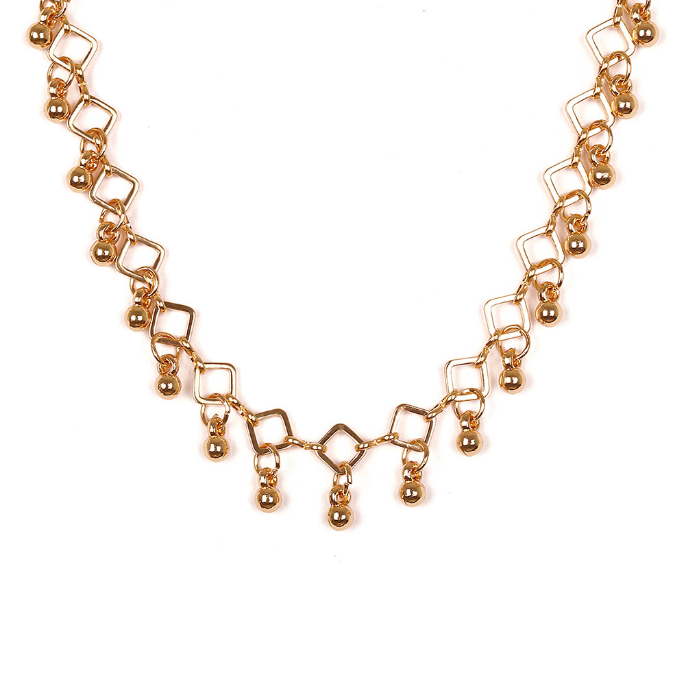 Bohemia Rhombus Metal Ball Pendant Choker Necklace Evening Party Women Jewelry