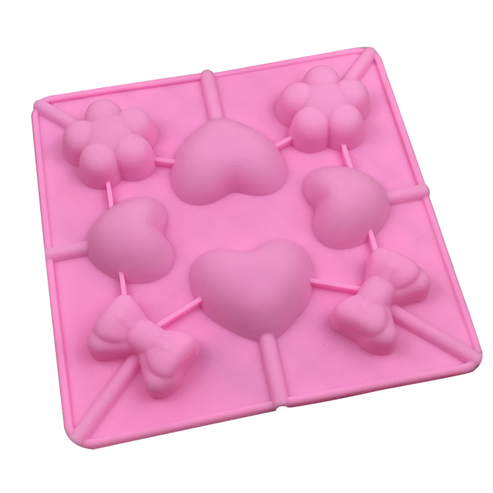 Heart Bowknot Flower DIY Lollipop Chocolate Candy Ice Lolly Silicone Baking Mold