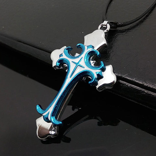 Men's Women's Unisex Stainless Steel Cross Pendant Cord Chain Necklace