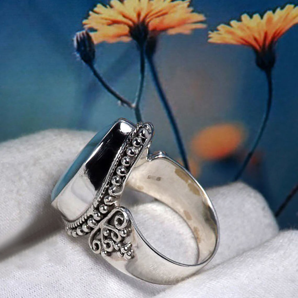 Fashion Faux Moonstone Women Finger Ring Engagement Proposal Party Jewelry Gift