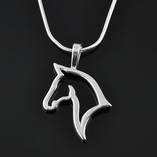 Men Women Fashion Unique Hollow Horse Head Pendant Sweater Chain Necklace Gift