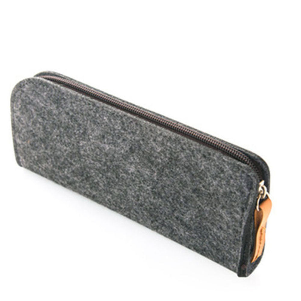 Felt Solid Color Simple Style Pencil Case Stationery Pouch Pen Bag Student Gift
