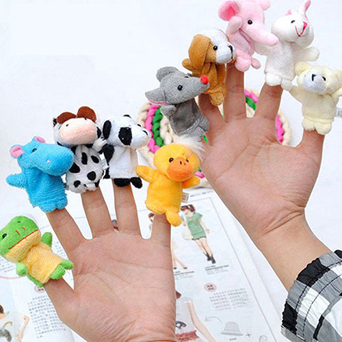 10 Pcs Family Finger Puppets Cloth Doll Baby Educational Hand Cartoon Animal Toy