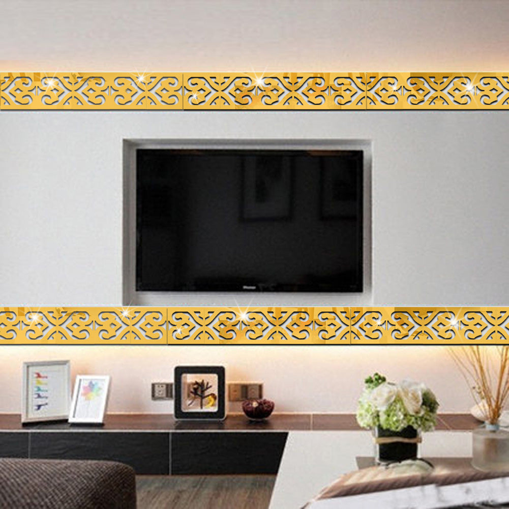 DIY Acrylic Line Mirror Wall Stickers Bedroom Living Room Hallway Home Decors
