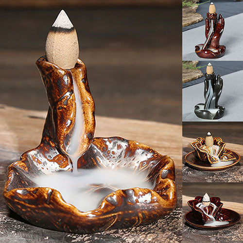 Classic Chinese Style Ceramic Incense Burner Holder Ornament Buddhist Censer