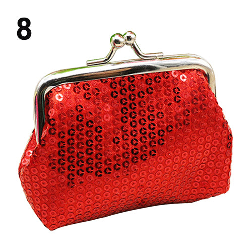Fashion Women Sequins Buckle Mini Change Coin Purse Clutch Handy Wallet Bag