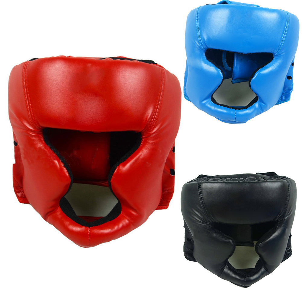 Faux Leather Boxing Martial Arts MMA Helmet Head Guard Headgear Head Protection