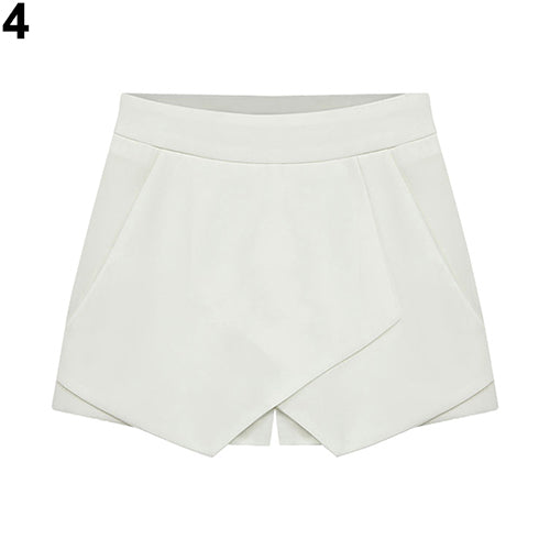 Women's Summer Sexy Casual Asymmetrical Front Candy Color Tulip Skort Shorts