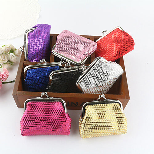 Fashion Women Sequins Buckle Mini Change Coin Purse Clutch Handy Wallet Bag