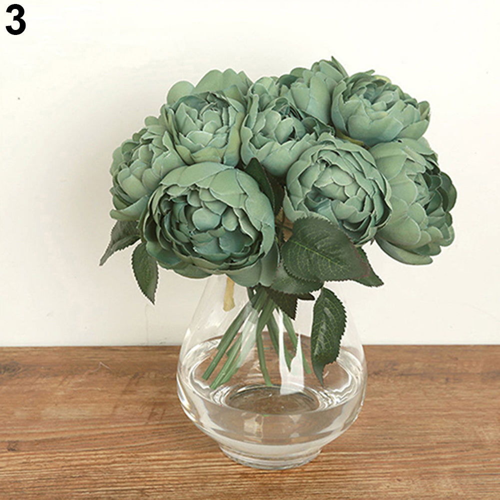 1 Bouquet 6 Heads Artificial Fake Flower Leaf Home Wedding Shop Garden Decor