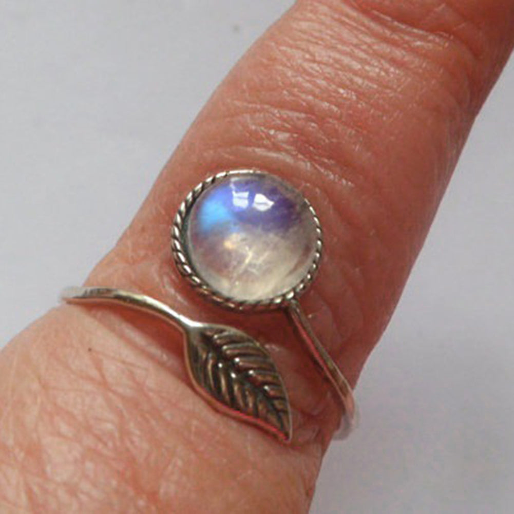 Unique Adjustable Leaf Rhinestone Open Rings Bride Wedding Jewelry Finger Gifts