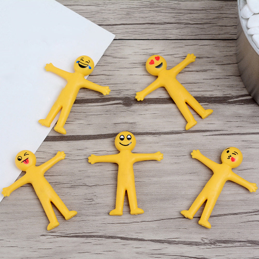 5Pcs Novelty Cute Emoji Doll Stretch Decompression Squeeze Stress Relief Toy