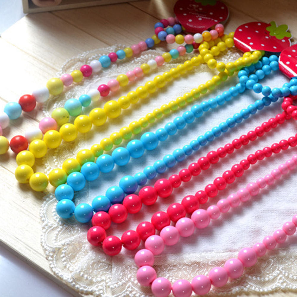 Toddler Baby Girl Colorful Beads Chain Necklace Princess Jewelry Birthday Gift