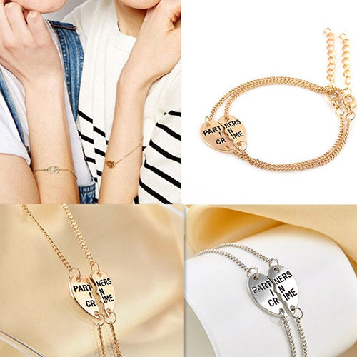 2Pcs Women's Break Heart Chain Partners Best Friend Sisters Bracelets Gift