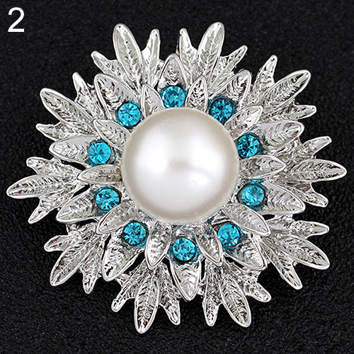 Alloy Flower Faux Pearls Brooch Crystal Pin Brooches Wedding Party Jewelry Gift