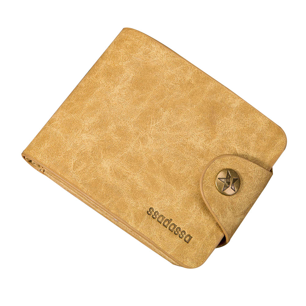 Men Faux Leather Folded Zipper Short Wallet Coin Cards Cash Slots Purse Gift