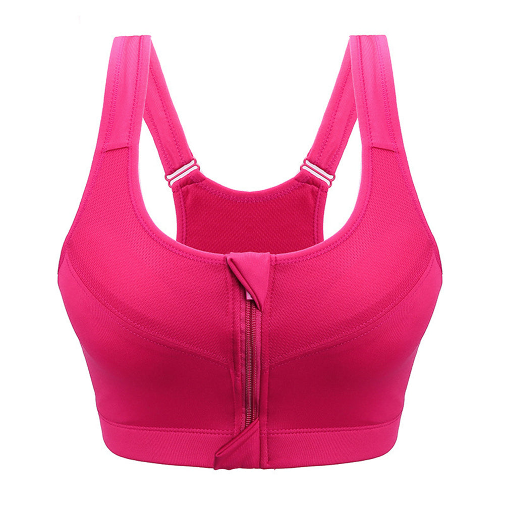 Women's Yoga Fitness Workout Seamless Racerback Gym Zipper Front Sports Bra Top