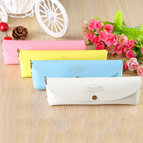 Creative Candy Color Pencil Case Kawaii Concise Multi-fonction Pencil Bag