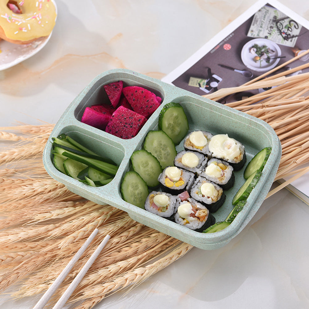 3 Compartments PP Lunch Box Food Storage Container for Kids Adults Picnic