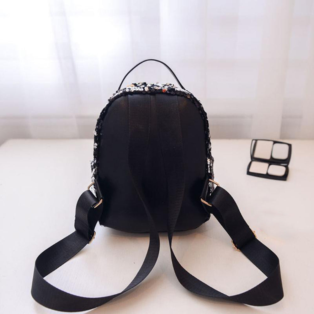Bling Sequins Travel School Backpack Fashion Women Faux Leather Shoulder Bag
