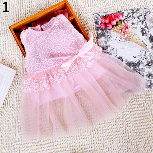 Kids Baby Girls' Floral Lace Bowknot Dress Party Princess Tutu Tulle Dress