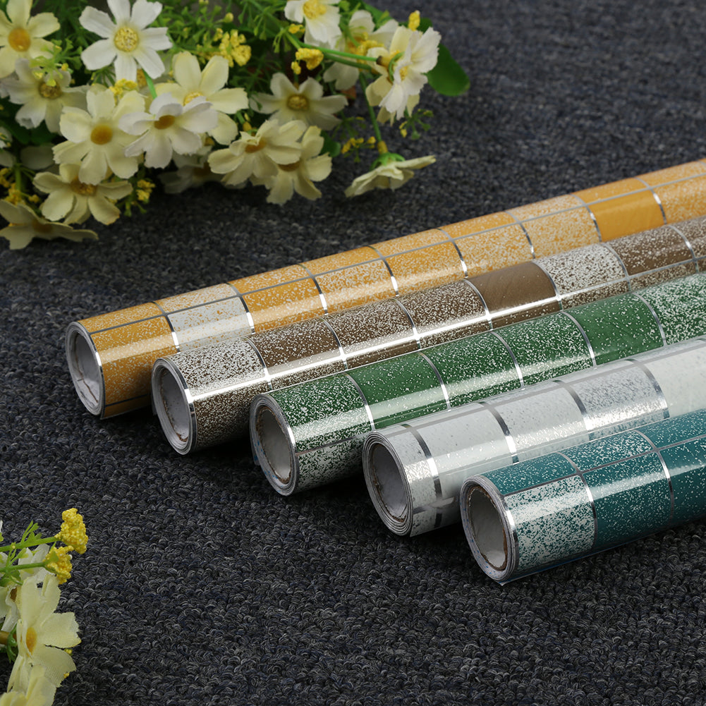 45x200cm Mosaic Aluminum Foil Self-adhensive Kitchen Anti Oil Wall Sticker
