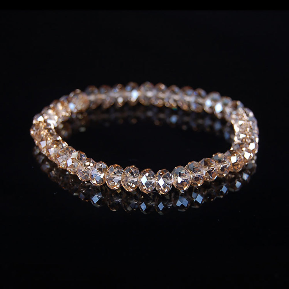 Fashion Elegant Faux Crystal Beads Shiny Elastic Bracelet Women Jewelry Gift