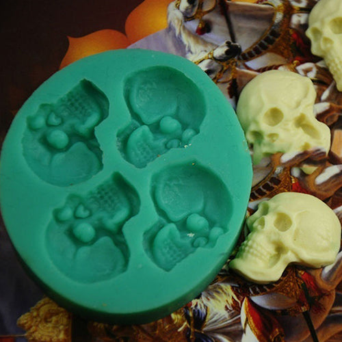 3D Skull Head Silicone Fondant Cake Mold  Chocolate Halloween Party DIY Tools
