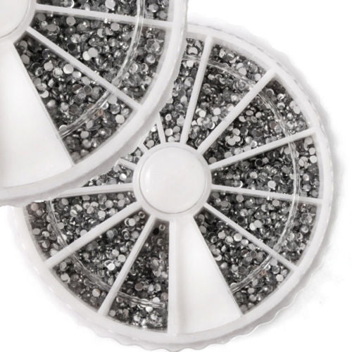 2400Pcs/Wheel DIY Acrylic Nail Art Decoration 1.5mm 3D Round Rhinestones Glitter
