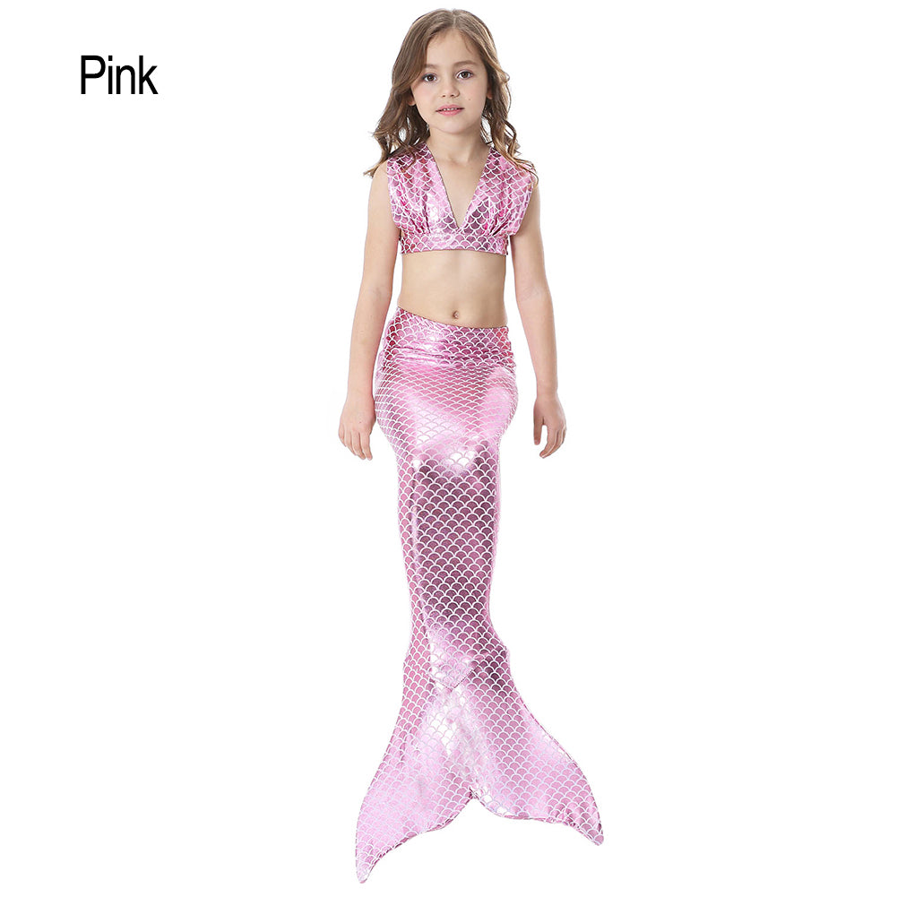 Little Girls Swimming Mermaid Tail Cosplay Swim Bikini Set Costume Sexy Swimwear