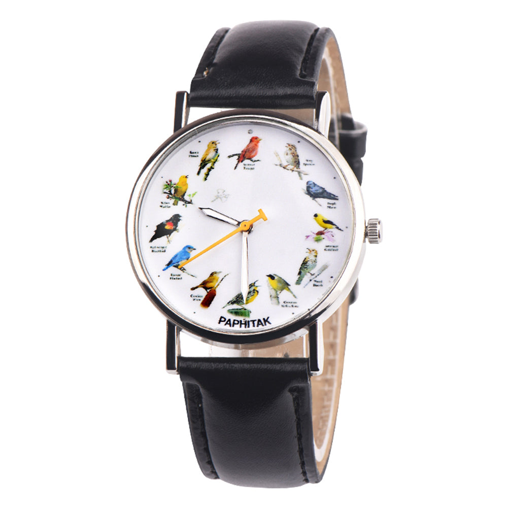 Fashion Birds Animal Round Dial Quartz Analog Women Date Shopping Wrist Watch