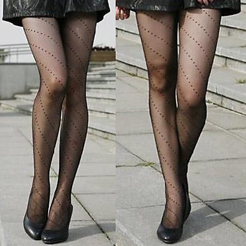 Women's Sexy Multi-Patterns Full Foot Thin Semi Sheer Tights Pantyhose Stockings