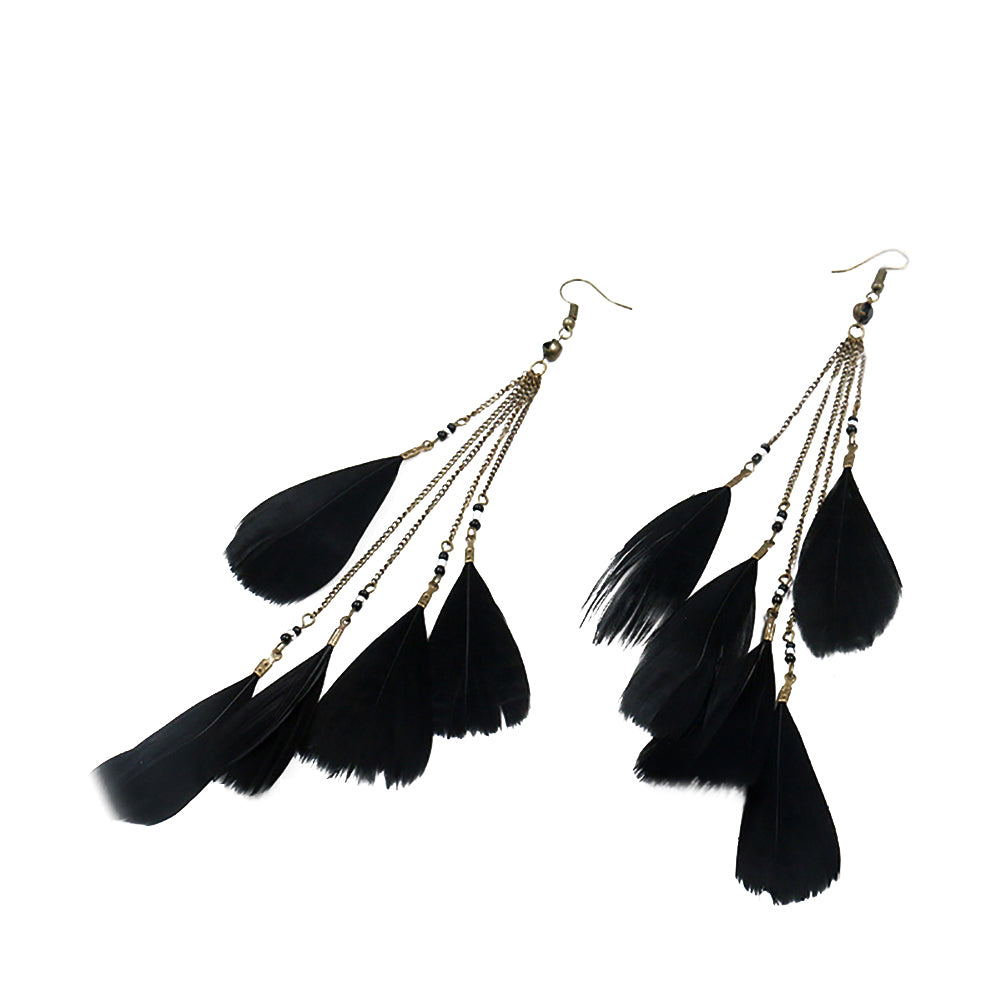Bohemian Fashion Women Feather Tassel Hook Earrings Seaside Holiday Jewelry Gift