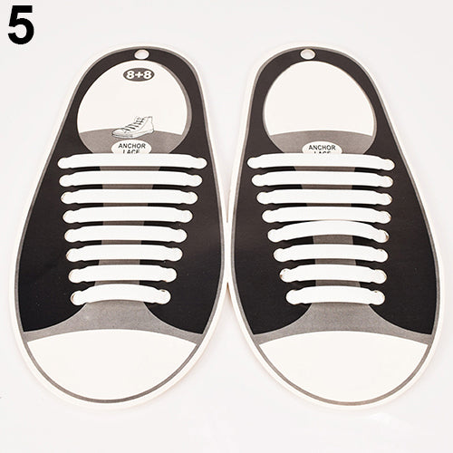 16Pc/Set Women Men Athletic Shoelaces Elastic Silicone All Sneakers Fit Strap