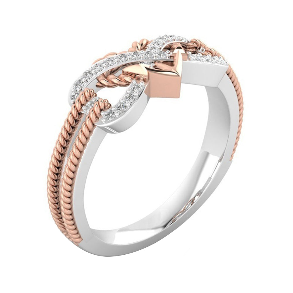 Fashion Finger Jewelry Dual Color Twisted Love Heart Infinity Zircon Women Ring