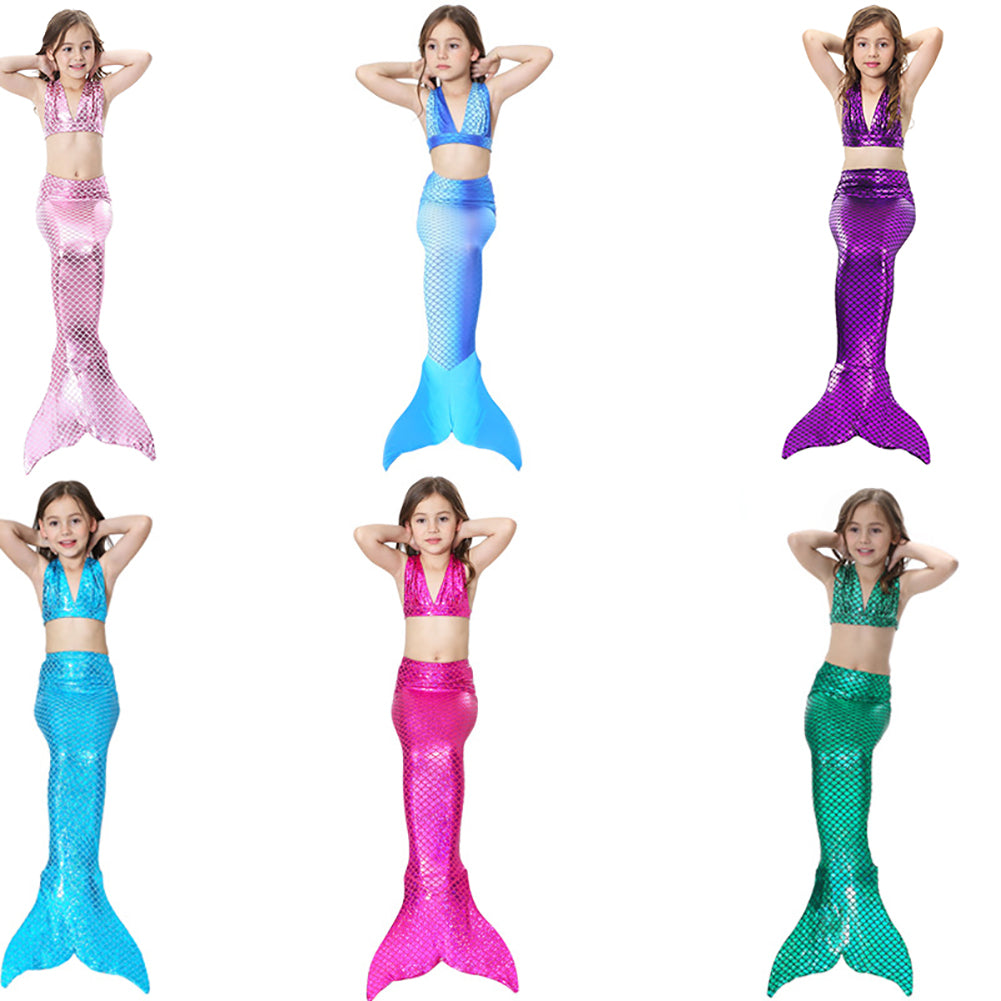 Little Girls Swimming Mermaid Tail Cosplay Swim Bikini Set Costume Sexy Swimwear