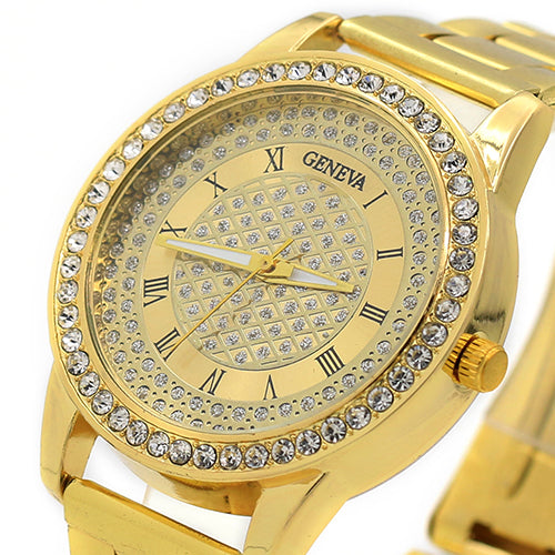 Men's Women's Fashion Rhinestone Inlaid Wristwatch Luxury Analog Business Watch